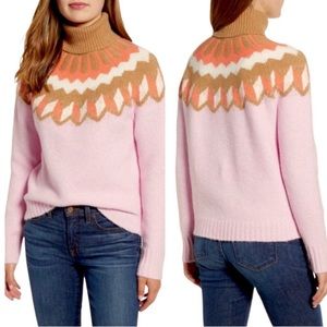 J. Crew Fair Isle Turtleneck Sweater Wool Alpaca Supersoft Pink Small